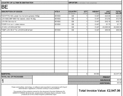 commercial invoice